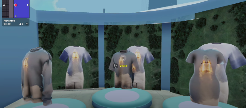 Inside the DRESSX virtual store in Metajuku shopping district in the Decentraland metaverse (Source: YouTube)